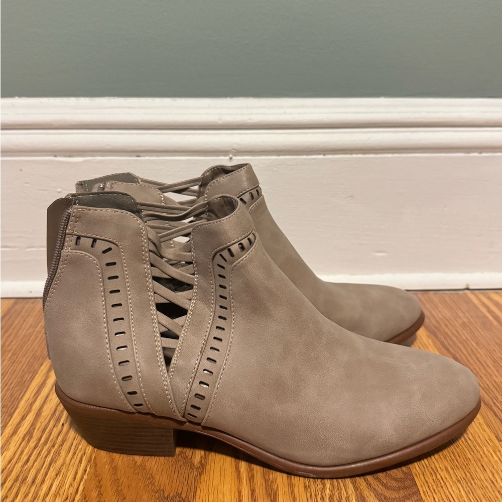 Charlotte Russe Taupe Ankle Booties with Cutout Design